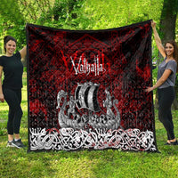 Blood Flows to Valhalla Quilt Viking Longship Nordic Knotwork - Dark Mythology