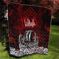 Blood Flows to Valhalla Quilt Viking Longship Nordic Knotwork - Dark Mythology
