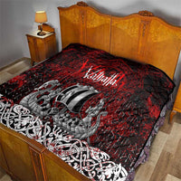 Blood Flows to Valhalla Quilt Viking Longship Nordic Knotwork - Dark Mythology