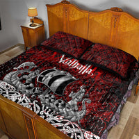 Blood Flows to Valhalla Quilt Bed Set Viking Longship Nordic Knotwork - Dark Mythology