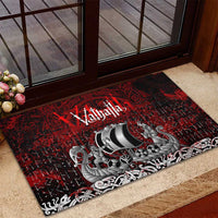 Blood Flows to Valhalla Rubber Doormat Viking Longship Nordic Knotwork - Dark Mythology