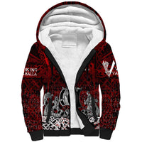 Blood Flows to Valhalla Sherpa Hoodie Viking Longship Nordic Knotwork - Dark Mythology