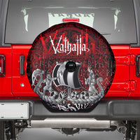 Blood Flows to Valhalla Spare Tire Cover Viking Longship Nordic Knotwork - Dark Mythology