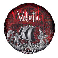 Blood Flows to Valhalla Spare Tire Cover Viking Longship Nordic Knotwork - Dark Mythology