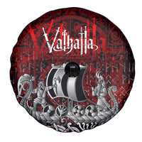 Blood Flows to Valhalla Spare Tire Cover Viking Longship Nordic Knotwork - Dark Mythology