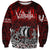 Blood Flows to Valhalla Sweatshirt Viking Longship Nordic Knotwork - Dark Mythology