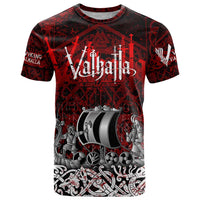 Blood Flows to Valhalla T Shirt Viking Longship Nordic Knotwork - Dark Mythology