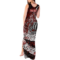 Blood Flows to Valhalla Tank Maxi Dress Viking Longship Nordic Knotwork - Dark Mythology