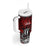Blood Flows to Valhalla Tumbler With Handle Viking Longship Nordic Knotwork - Dark Mythology