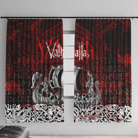 Blood Flows to Valhalla Window Curtain Viking Longship Nordic Knotwork - Dark Mythology