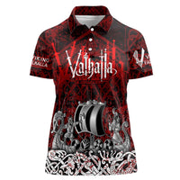 Blood Flows to Valhalla Women Polo Shirt Viking Longship Nordic Knotwork - Dark Mythology