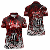 Blood Flows to Valhalla Women Polo Shirt Viking Longship Nordic Knotwork - Dark Mythology