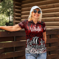 Blood Flows to Valhalla Women Polo Shirt Viking Longship Nordic Knotwork - Dark Mythology