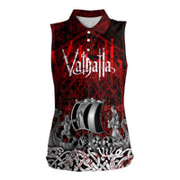 Blood Flows to Valhalla Women Sleeveless Polo Shirt Viking Longship Nordic Knotwork - Dark Mythology