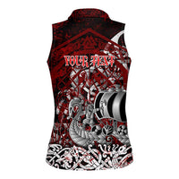 Blood Flows to Valhalla Women Sleeveless Polo Shirt Viking Longship Nordic Knotwork - Dark Mythology