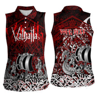 Blood Flows to Valhalla Women Sleeveless Polo Shirt Viking Longship Nordic Knotwork - Dark Mythology