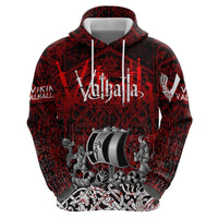 Blood Flows to Valhalla Zip Hoodie Viking Longship Nordic Knotwork - Dark Mythology