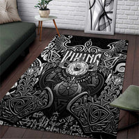 Scandinavian Viking Area Rug Norse Warrior Sigil - Helmet and Battle Axes