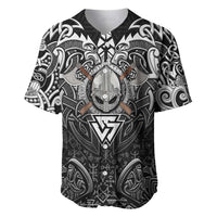 Scandinavian Viking Baseball Jersey Norse Warrior Sigil - Helmet and Battle Axes