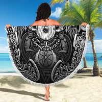 Scandinavian Viking Beach Blanket Norse Warrior Sigil - Helmet and Battle Axes