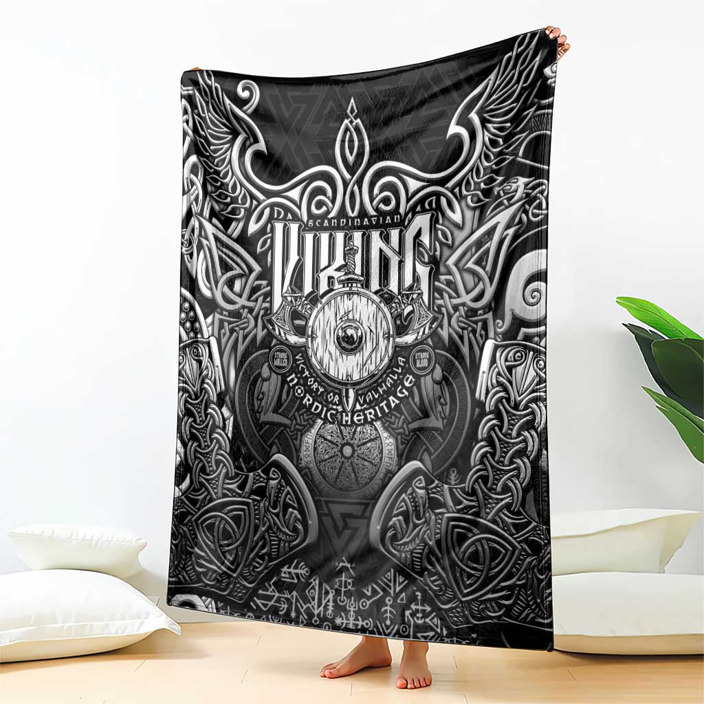 Scandinavian Viking Blanket Norse Warrior Sigil - Helmet and Battle Axes