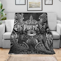 Scandinavian Viking Blanket Norse Warrior Sigil - Helmet and Battle Axes