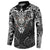 Scandinavian Viking Button Sweatshirt Norse Warrior Sigil - Helmet and Battle Axes