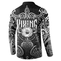 Scandinavian Viking Button Sweatshirt Norse Warrior Sigil - Helmet and Battle Axes