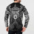 Scandinavian Viking Button Sweatshirt Norse Warrior Sigil - Helmet and Battle Axes
