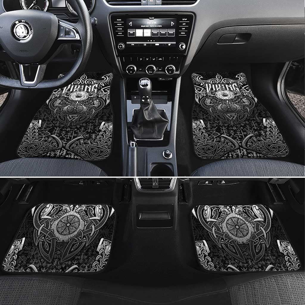 Scandinavian Viking Car Mats Norse Warrior Sigil - Helmet and Battle Axes