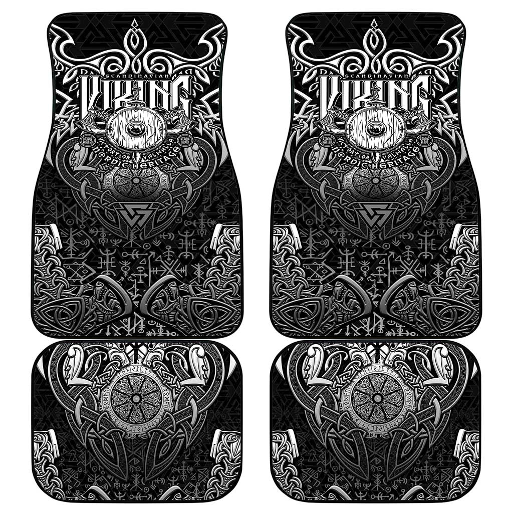 Scandinavian Viking Car Mats Norse Warrior Sigil - Helmet and Battle Axes