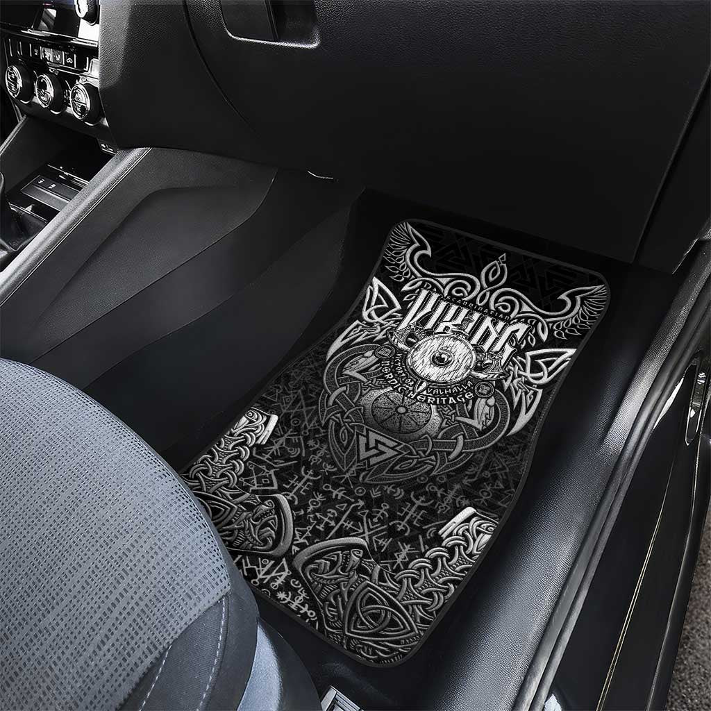Scandinavian Viking Car Mats Norse Warrior Sigil - Helmet and Battle Axes