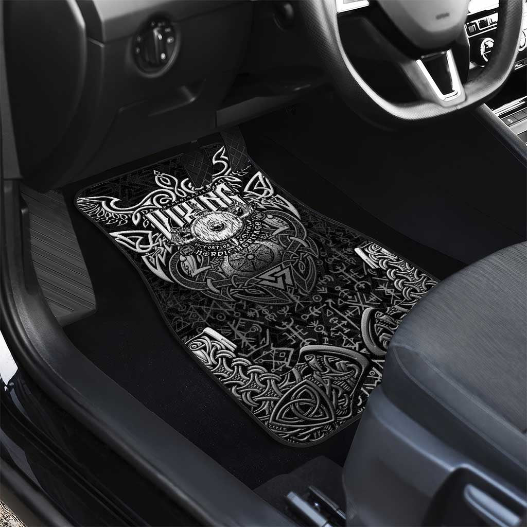Scandinavian Viking Car Mats Norse Warrior Sigil - Helmet and Battle Axes