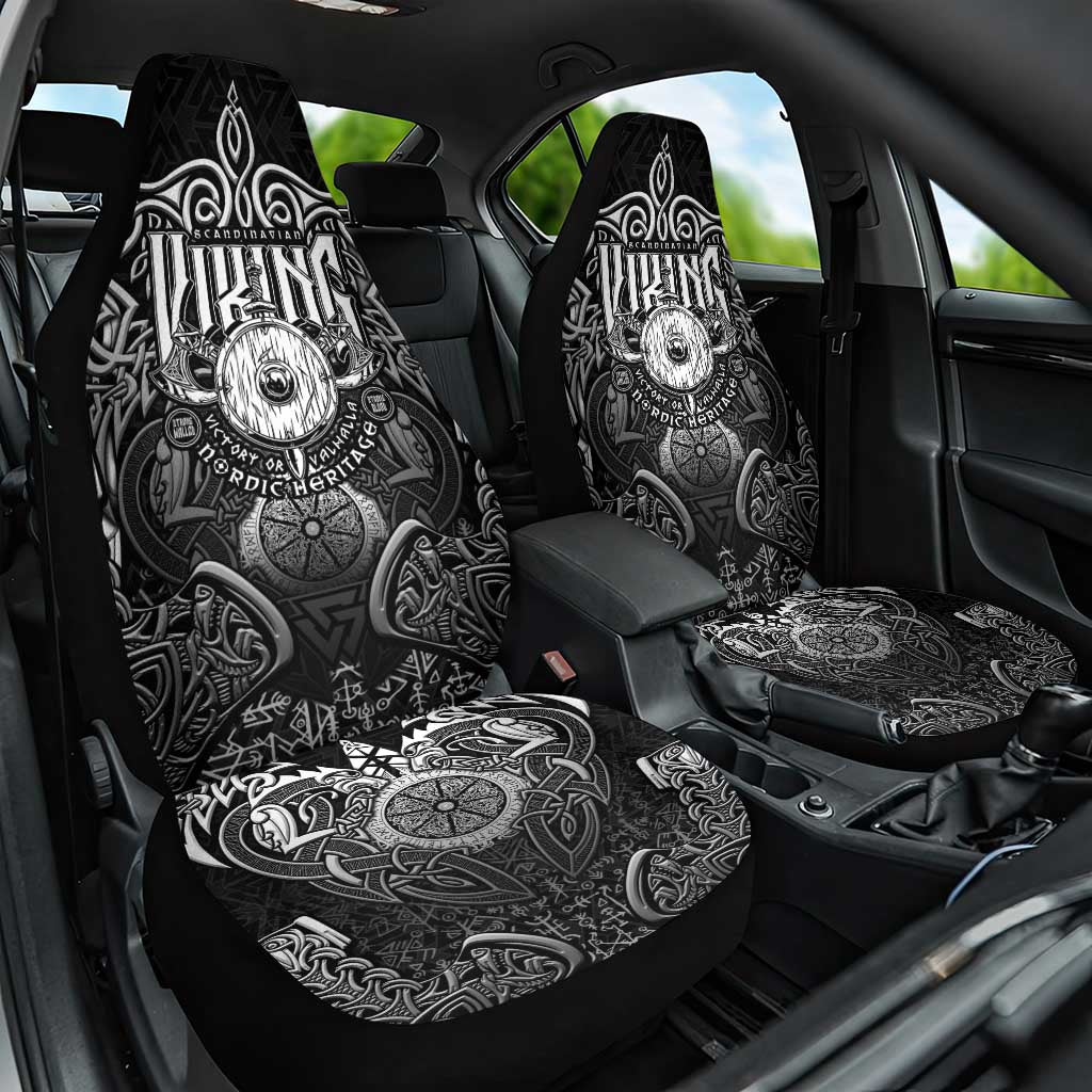 Scandinavian Viking Car Seat Cover Norse Warrior Sigil - Helmet and Battle Axes