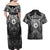 Scandinavian Viking Couples Matching Off Shoulder Maxi Dress and Hawaiian Shirt Norse Warrior Sigil - Helmet and Battle Axes
