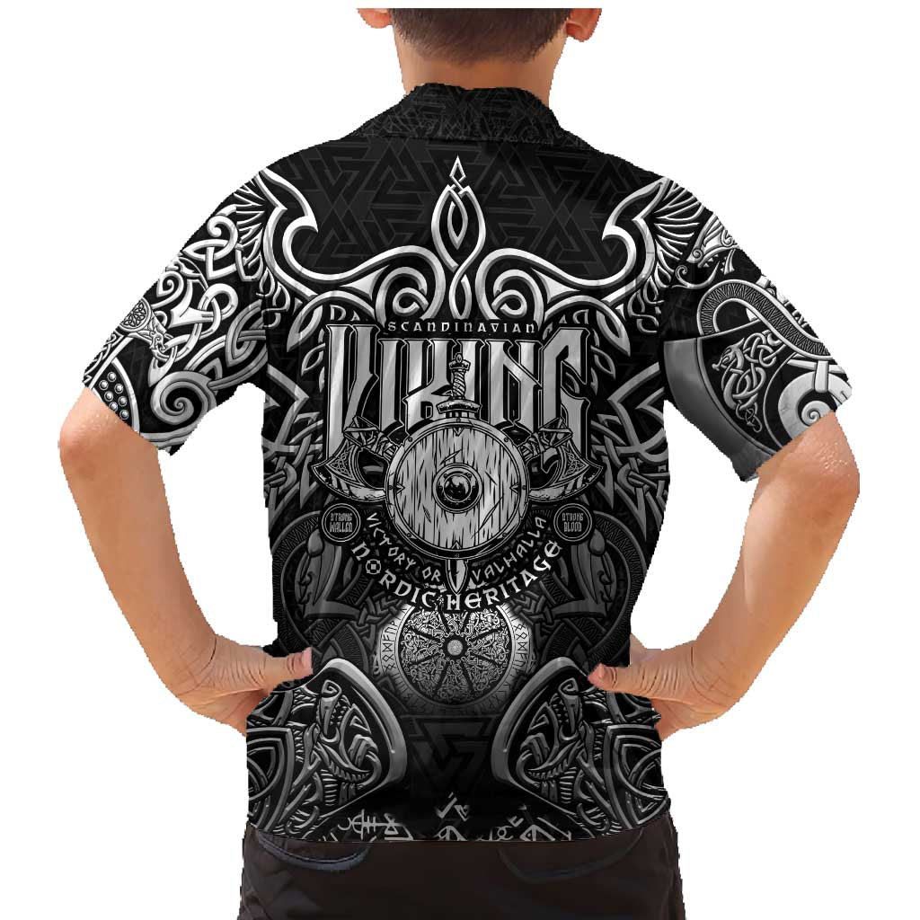 Scandinavian Viking Family Matching Mermaid Dress and Hawaiian Shirt Norse Warrior Sigil - Helmet and Battle Axes