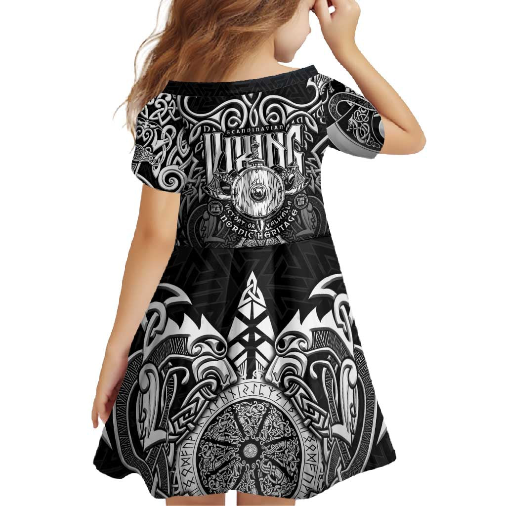 Scandinavian Viking Family Matching Mermaid Dress and Hawaiian Shirt Norse Warrior Sigil - Helmet and Battle Axes