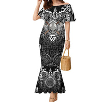 Scandinavian Viking Family Matching Mermaid Dress and Hawaiian Shirt Norse Warrior Sigil - Helmet and Battle Axes