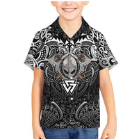 Scandinavian Viking Family Matching Mermaid Dress and Hawaiian Shirt Norse Warrior Sigil - Helmet and Battle Axes