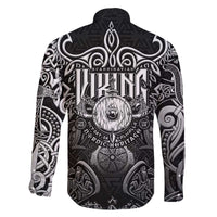 Scandinavian Viking Family Matching Off The Shoulder Long Sleeve Dress and Hawaiian Shirt Norse Warrior Sigil - Helmet and Battle Axes