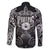 Scandinavian Viking Family Matching Off The Shoulder Long Sleeve Dress and Hawaiian Shirt Norse Warrior Sigil - Helmet and Battle Axes