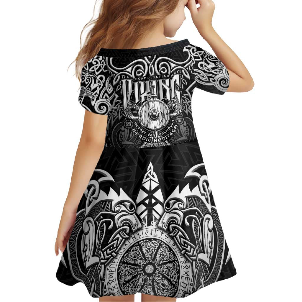 Scandinavian Viking Family Matching Off Shoulder Maxi Dress and Hawaiian Shirt Norse Warrior Sigil - Helmet and Battle Axes