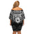 Scandinavian Viking Family Matching Off Shoulder Short Dress and Hawaiian Shirt Norse Warrior Sigil - Helmet and Battle Axes