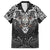Scandinavian Viking Family Matching Short Sleeve Bodycon Dress and Hawaiian Shirt Norse Warrior Sigil - Helmet and Battle Axes