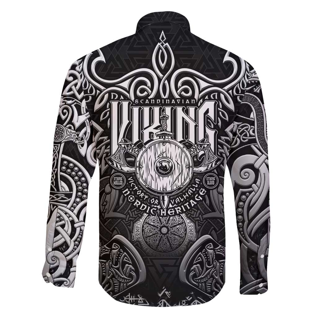 Scandinavian Viking Family Matching Short Sleeve Bodycon Dress and Hawaiian Shirt Norse Warrior Sigil - Helmet and Battle Axes