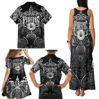 Scandinavian Viking Family Matching Tank Maxi Dress and Hawaiian Shirt Norse Warrior Sigil - Helmet and Battle Axes