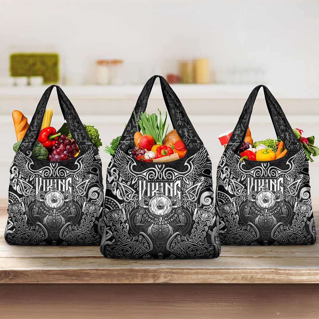 Scandinavian Viking Grocery Bag Norse Warrior Sigil - Helmet and Battle Axes