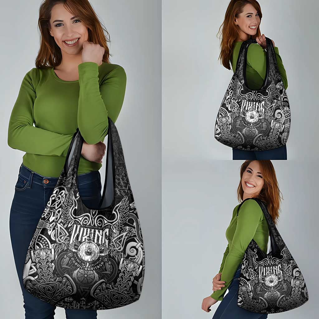 Scandinavian Viking Grocery Bag Norse Warrior Sigil - Helmet and Battle Axes