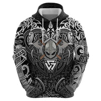 Scandinavian Viking Hoodie Norse Warrior Sigil - Helmet and Battle Axes