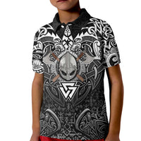 Scandinavian Viking Kid Polo Shirt Norse Warrior Sigil - Helmet and Battle Axes